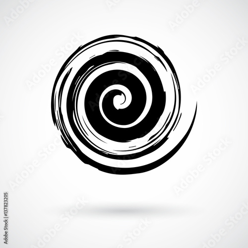 Whimsical spiral symbol hand painted with watercolor