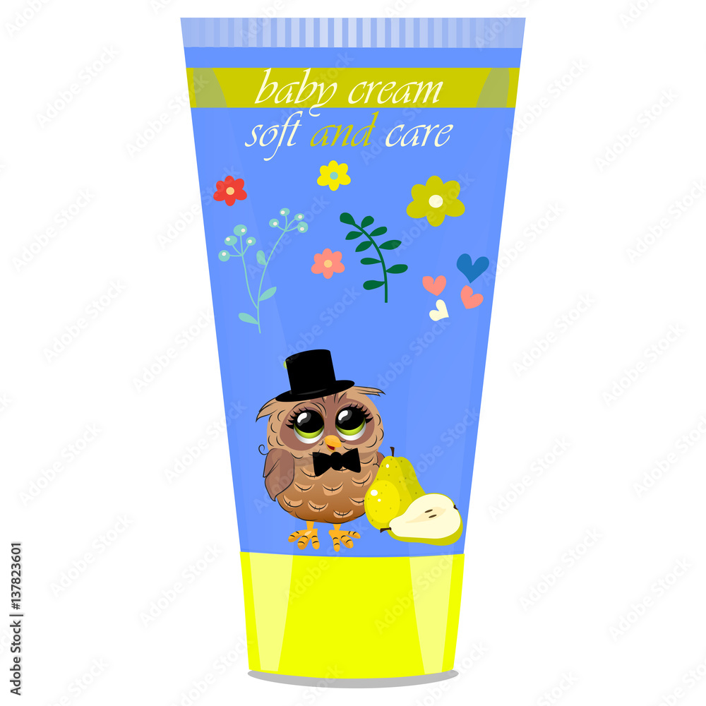 Fototapeta premium Baby cream tube with kids design
