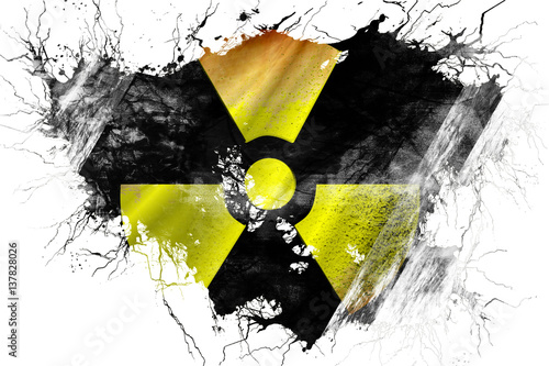 Obraz na płótnie Grunge old Radioactive warning flag