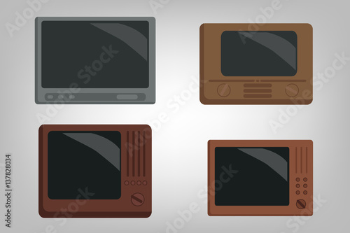 Flat vector retro TV pack