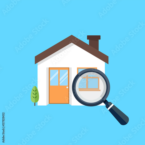 Magnifying glass with house illustration
