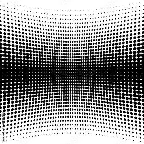 PrintVector halftone geometric background. Grunge abstract half tone dotted texture. Monochrome graphic for print, dtp or presentation. Vintage style design