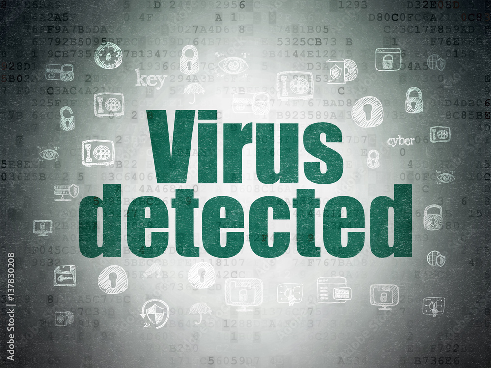Protection concept: Virus Detected on Digital Data Paper background Protection concept: Virus Detected on Digital Data Paper background