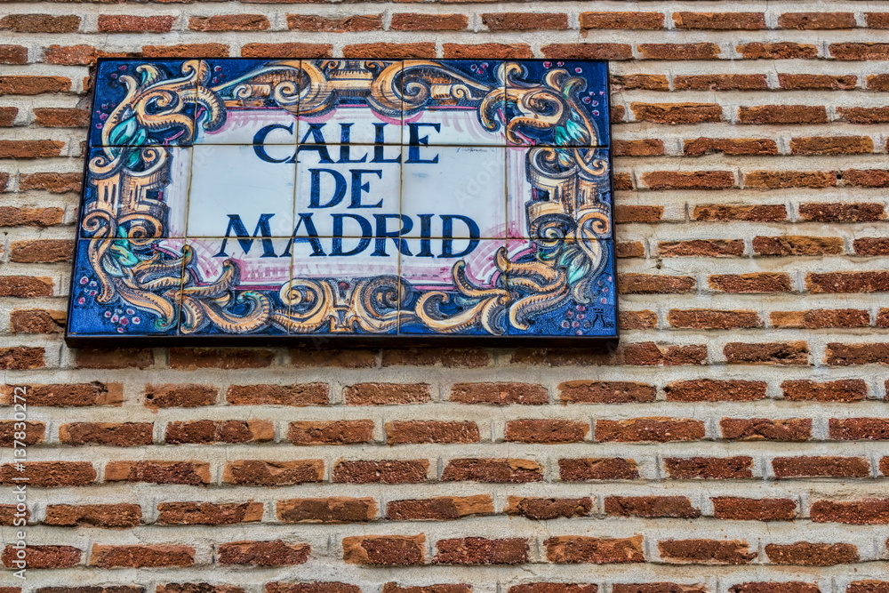 Fototapeta premium Madrid, Strassenschild