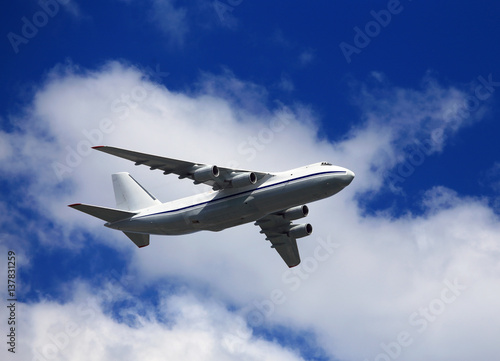 Large jet if flight in cloudy sky