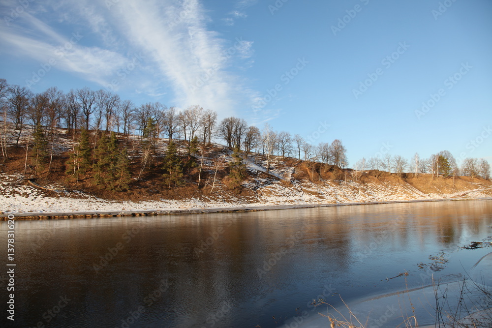 Russia. Moscow region. Zvenigorod. Moscow river in winter 