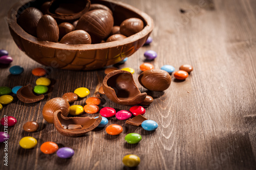 Assorted chocolate eggs for Easter