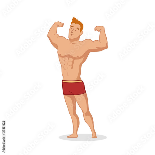 Muscular man vector characters isolated on white background
