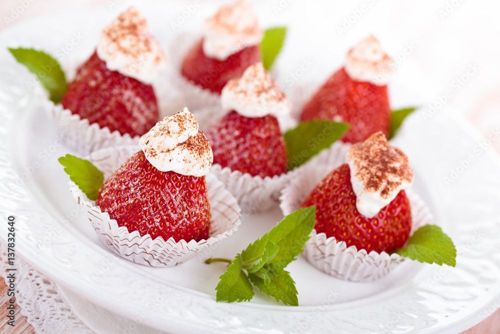 Strawberry dessert with mint. Strawberry dessert with mint.