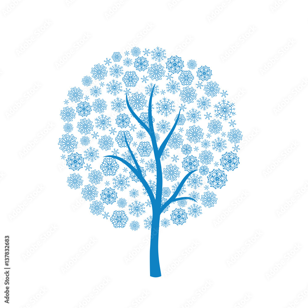 Blue winter tree