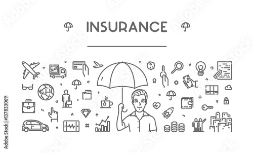 Vector line concept of insurance.