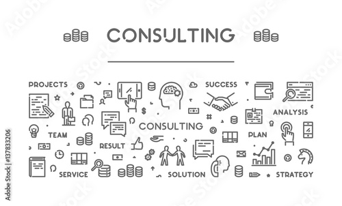 Vector line web banner for consulting