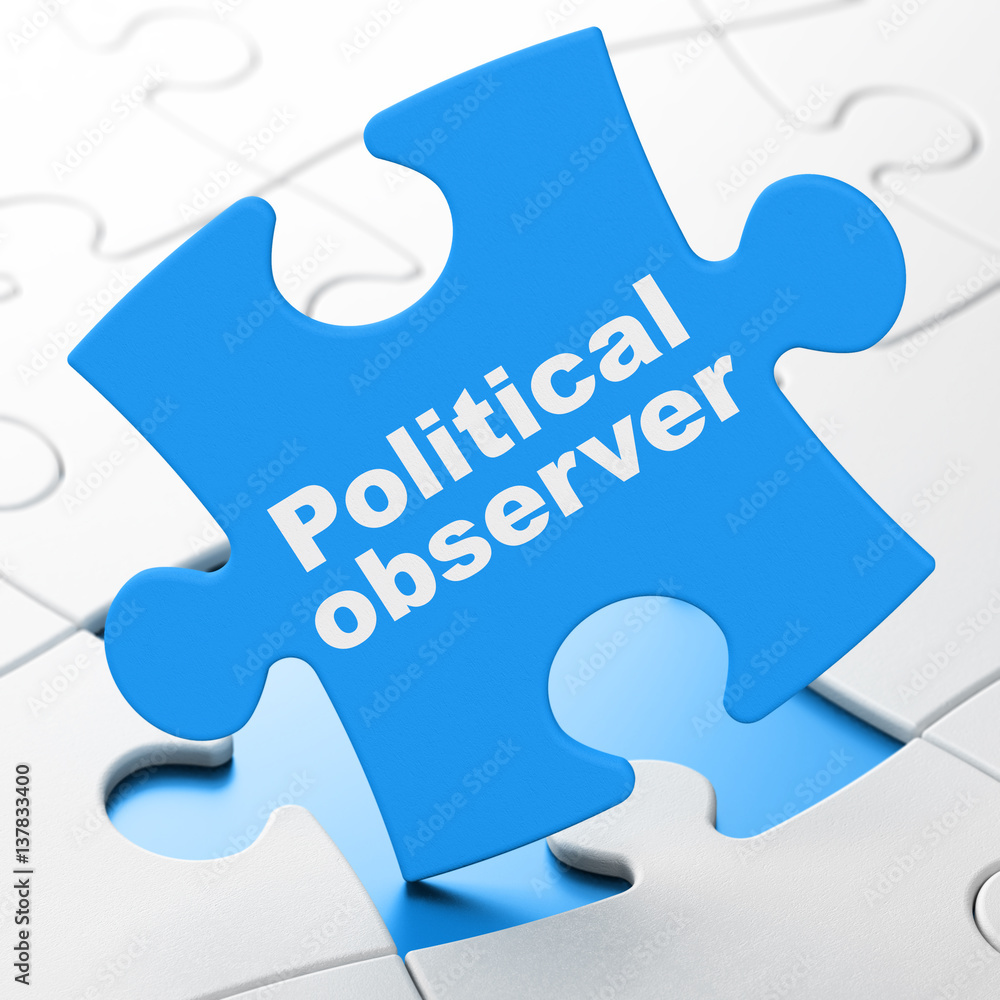 Politics concept: Political Observer on puzzle background Politics concept: Political Observer on puzzle background