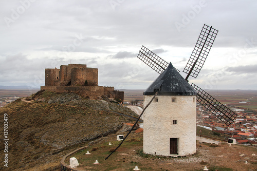 Windmills in the town of Consuegra. Spain