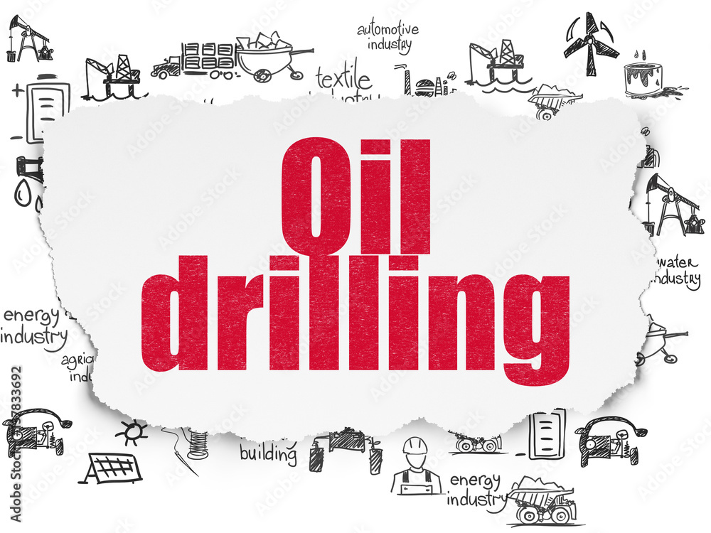 Industry concept: Oil Drilling on Torn Paper background Industry concept: Oil Drilling on Torn Paper background