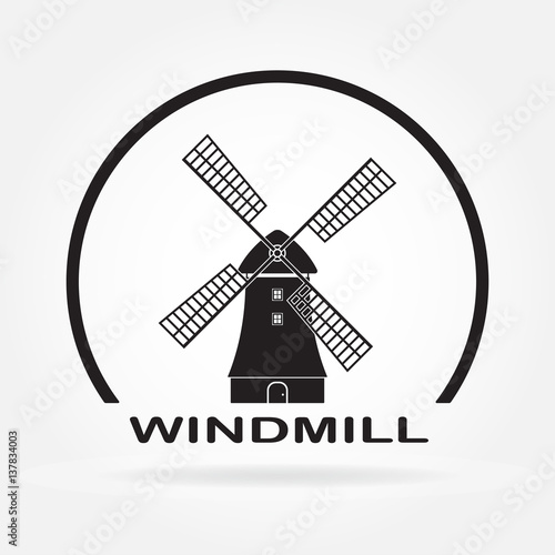 Windmill icon isolated on white background. Mill and Holland symbol. Vector illustration.
