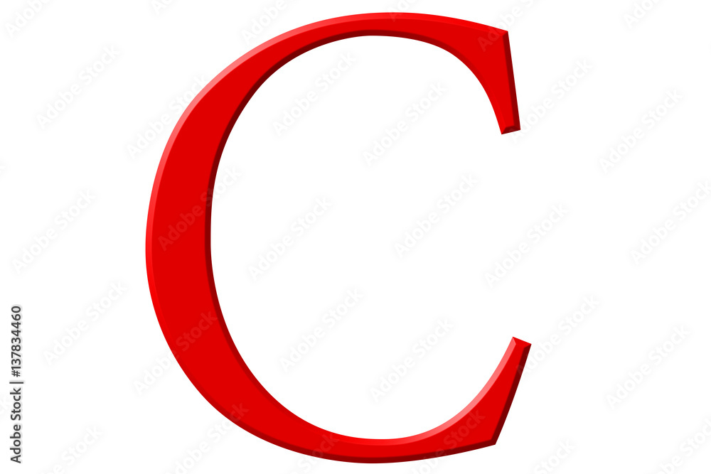 Uppercase letter C, isolated on white, 3D illustration Uppercase letter C, isolated on white, 3D illustration