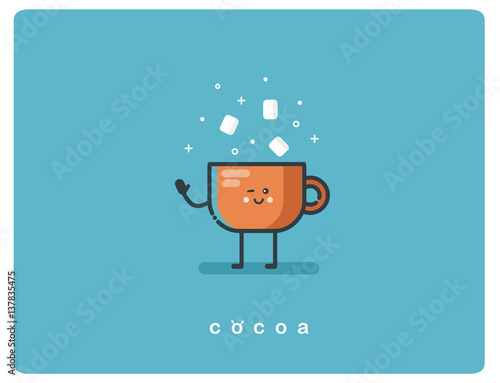 Vector flat icon friendly cup of cocoa character 