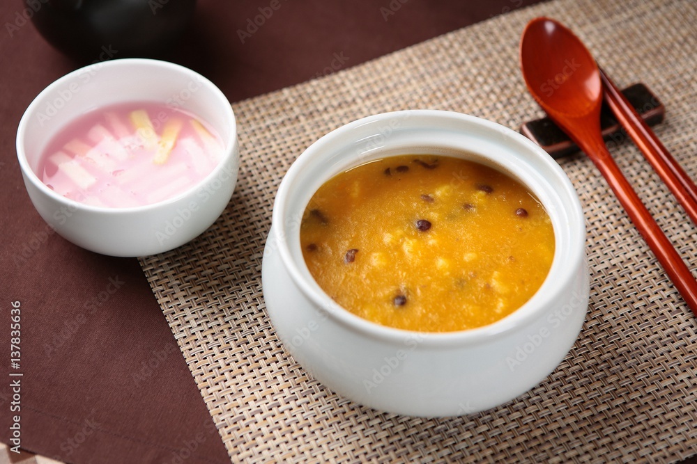 Hobak juk. korean style Pumpkin Porridge 