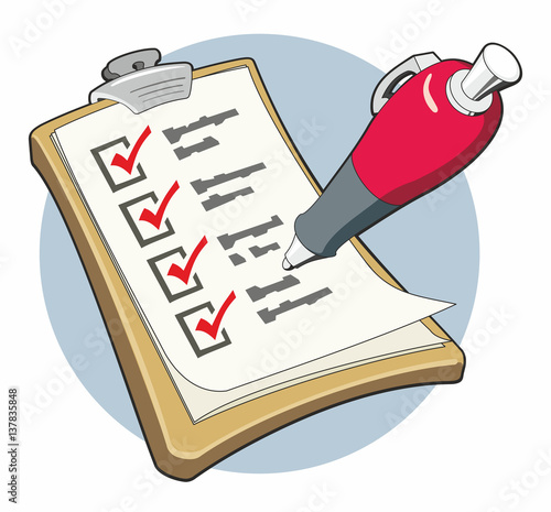 Checklist with Red Pen Ticking Checkboxes on Clipbaord