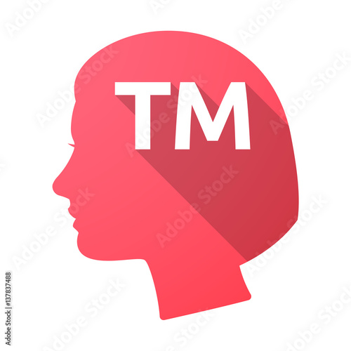 Isolated female head with    the text TM