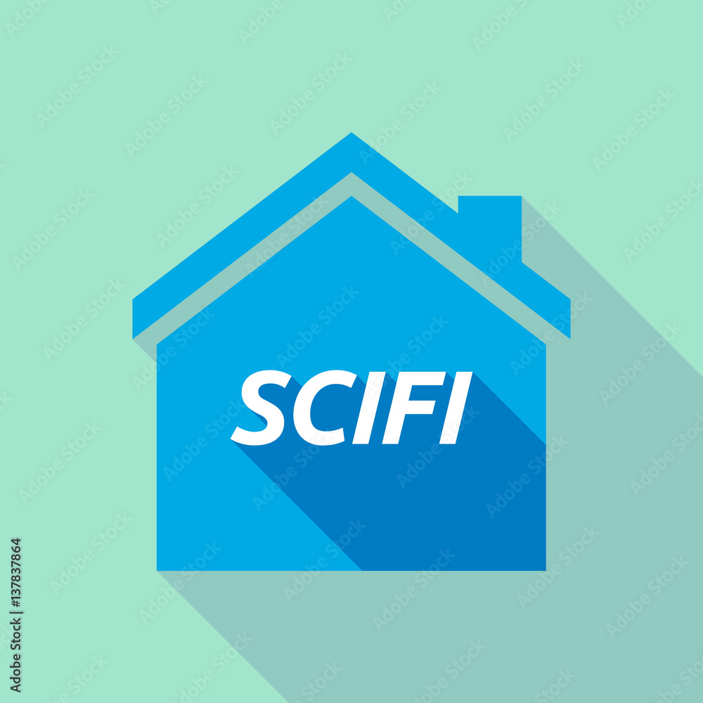 Long shadow house with the text SCIFI Long shadow house with the text SCIFI