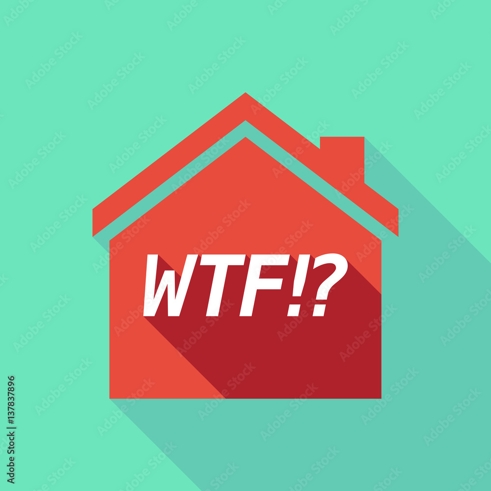 Long shadow house with the text WTF!? Long shadow house with the text WTF!?
