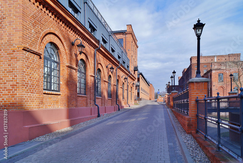 Loft Aparts.  Ancient textile factory - details of architecture of the city of Lodz  Poland - revitalized buildings apartments  