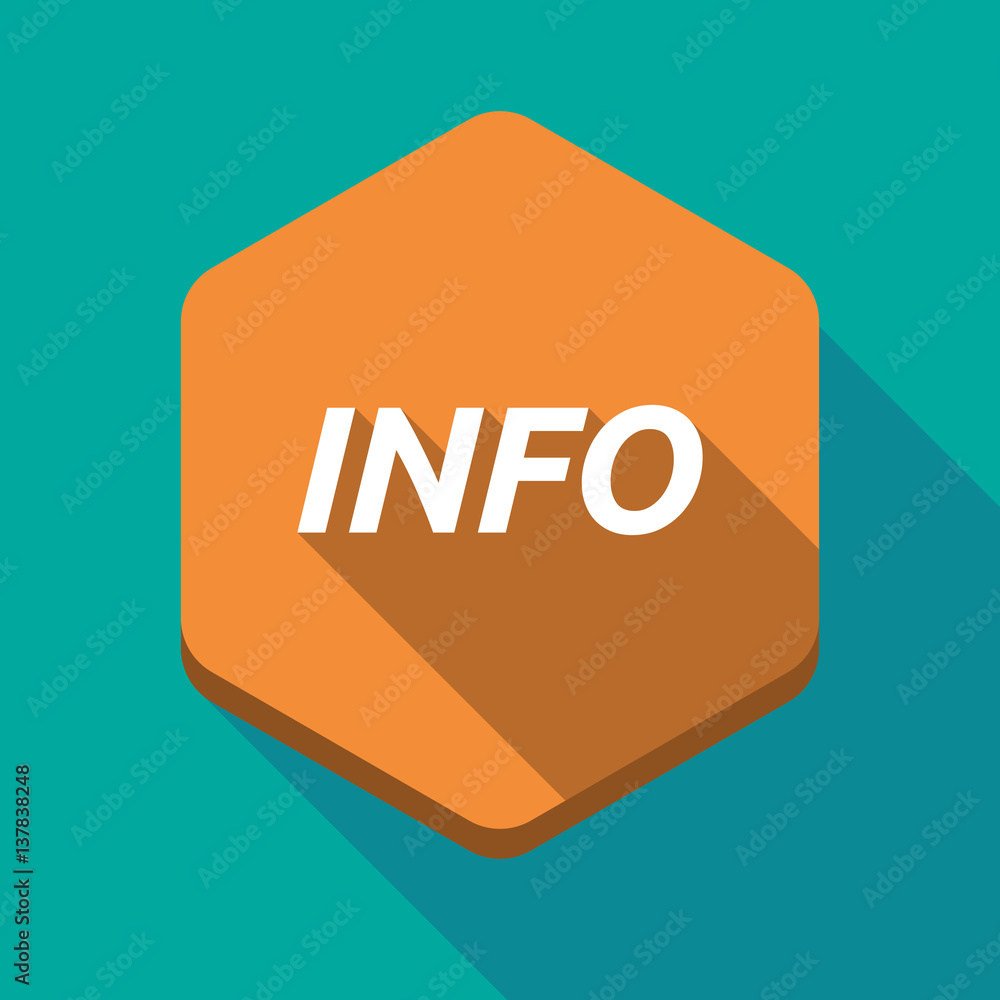 Long shadow hexagon with the text INFO Long shadow hexagon with the text INFO