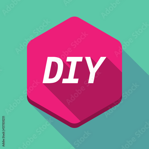 Long shadow hexagon with    the text DIY