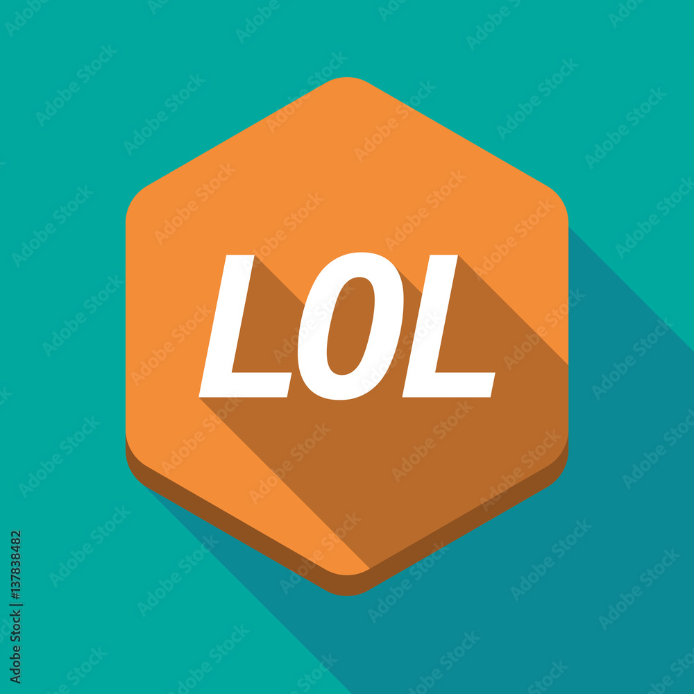 Long shadow hexagon with the text LOL Long shadow hexagon with the text LOL