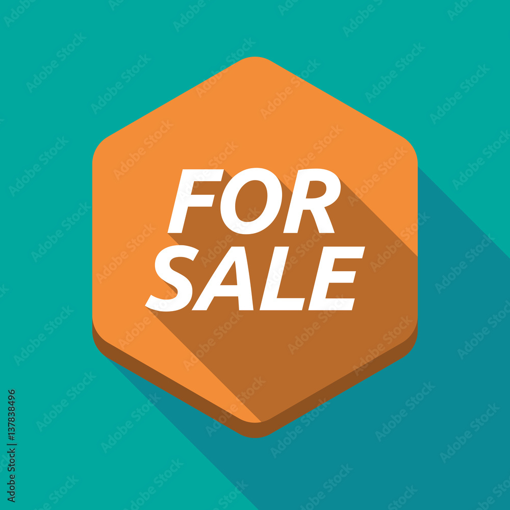 Long shadow hexagon with the text FOR SALE Long shadow hexagon with the text FOR SALE