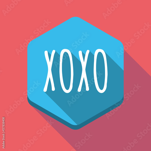 Long shadow hexagon with    the text XOXO
