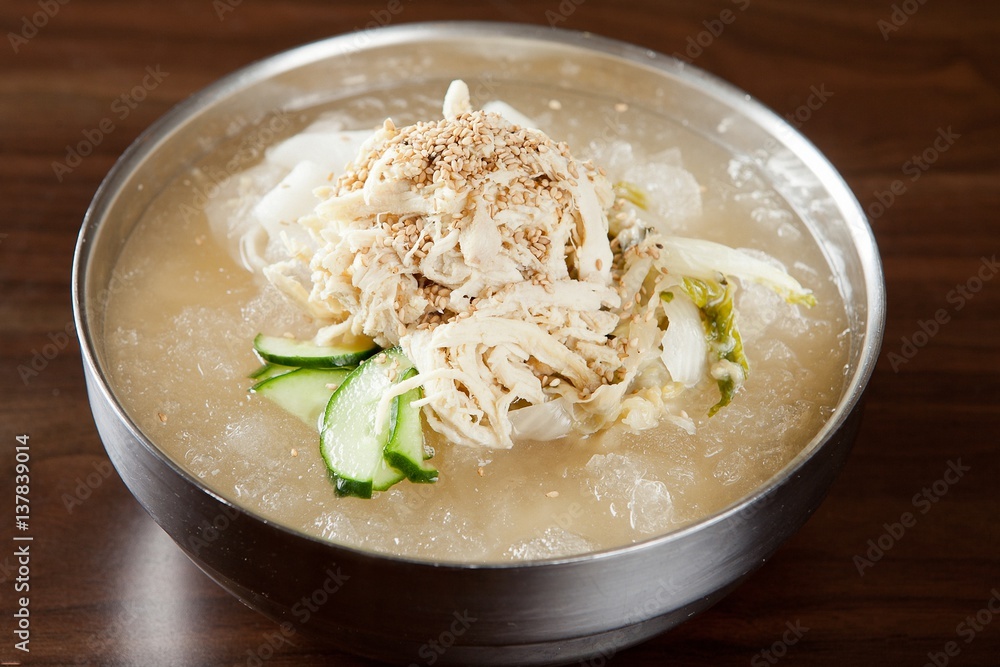Chogye guksu. cold chicken noodles. It's a asia style cuisine. Chogye guksu. cold chicken noodles. It's a asia style cuisine.