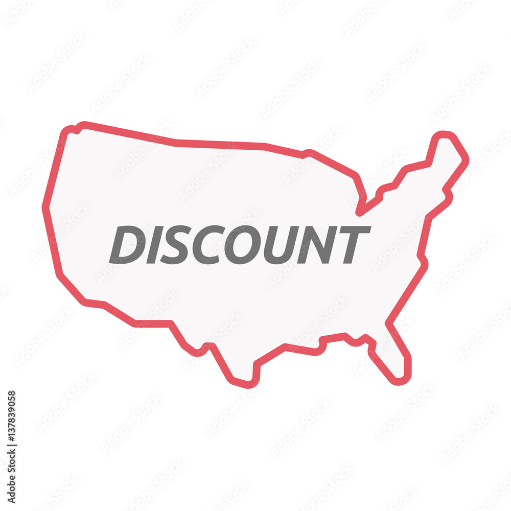 Isolated line art USA map with the text DISCOUNT Isolated line art USA map with the text DISCOUNT
