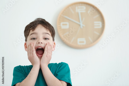 Cute little boy and wall wi...