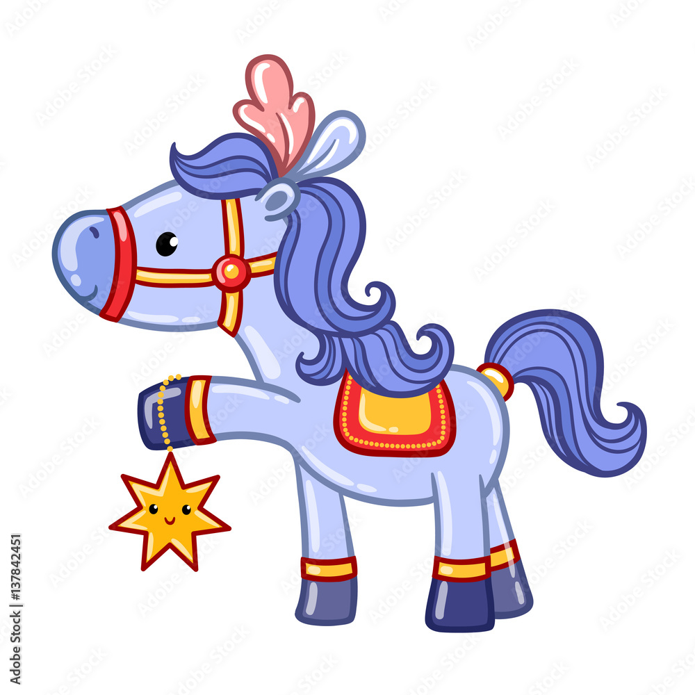 Circus horse illustration. Card with circus horse in cartoon style ...