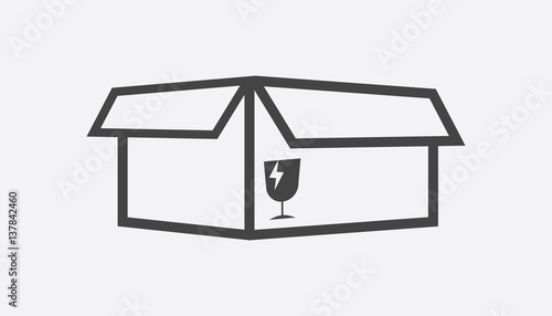 Open box icon. Shipping pack flat vector illustration on white background.