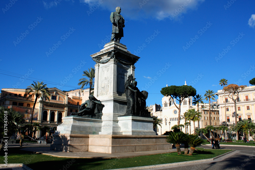 Monument to Cavour on the square of its name in Rome, Italy