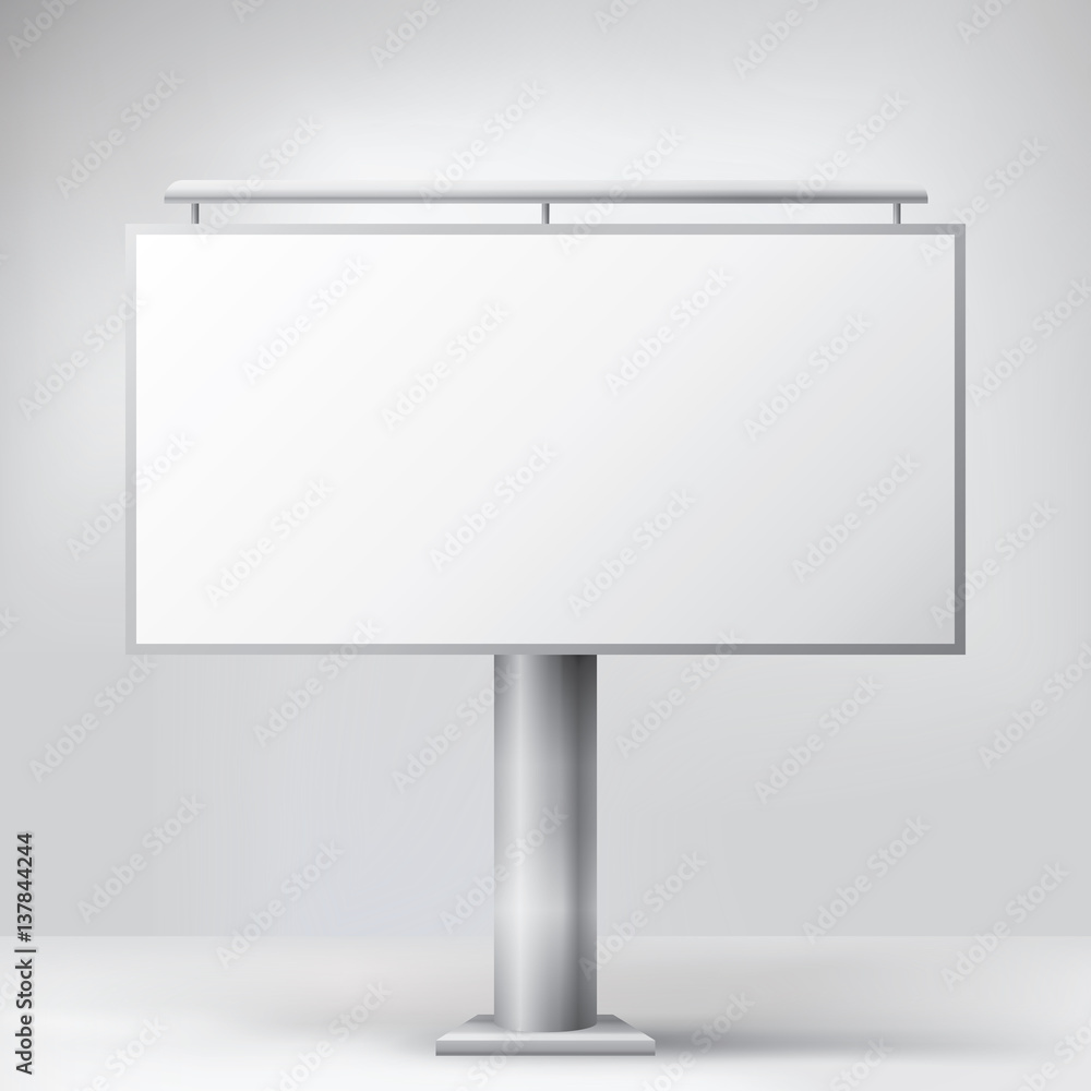 Obraz premium Billboard blank horizontal template, banner for placement of photos and text, vector, black and white background