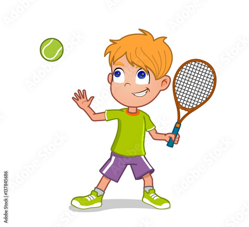 Boy playing tennis