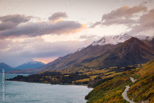 Scenic view from Bennetts bluff viewpoint, near Glenorchy, New Zealand