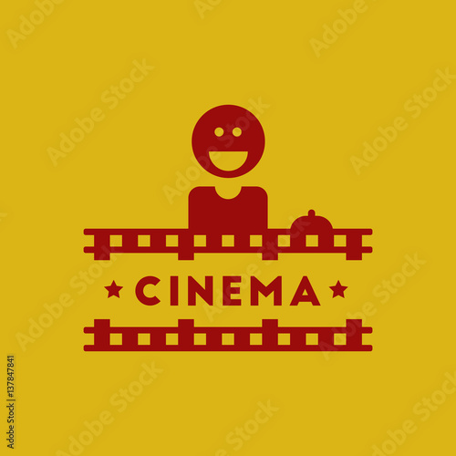 Cinema Ticket Office Vector illustration in flat style Seller sells tickets to cinema