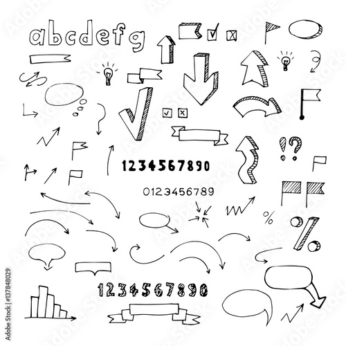 Hand drawn vector elements for infographic.