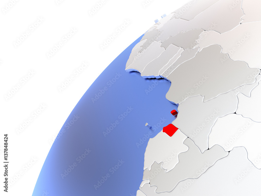 Equatorial Guinea on modern shiny globe