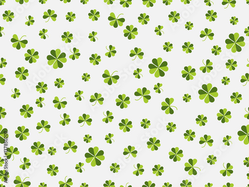 St. Patrick s day. Seamless pattern with clover on a white background. Vector illustration