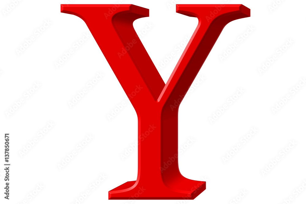 Uppercase letter Y, isolated on white, 3D illustration