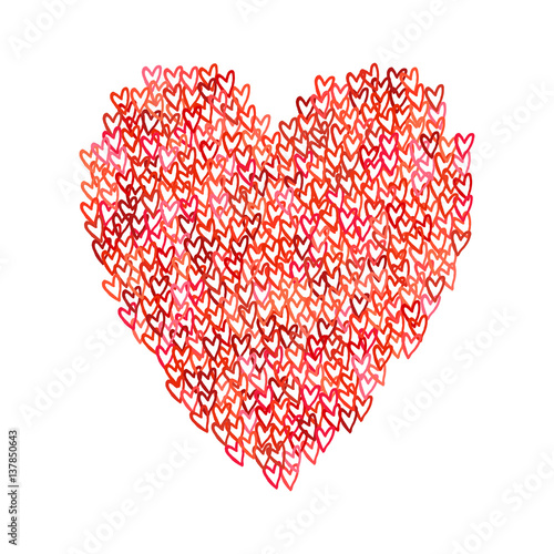 Illustration of big heart shape filled with hearts