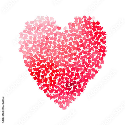 Illustration of big heart shape filled with hearts