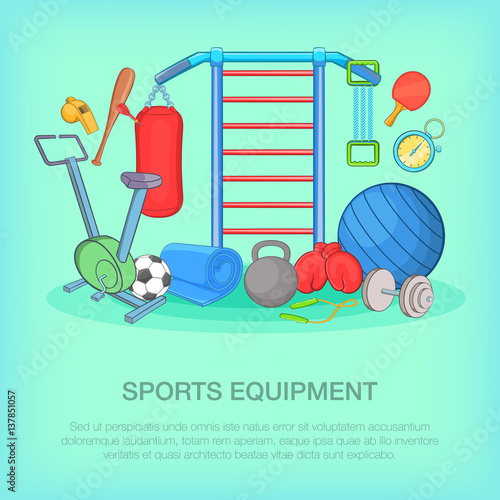 Gym equipment concept, cartoon style photo